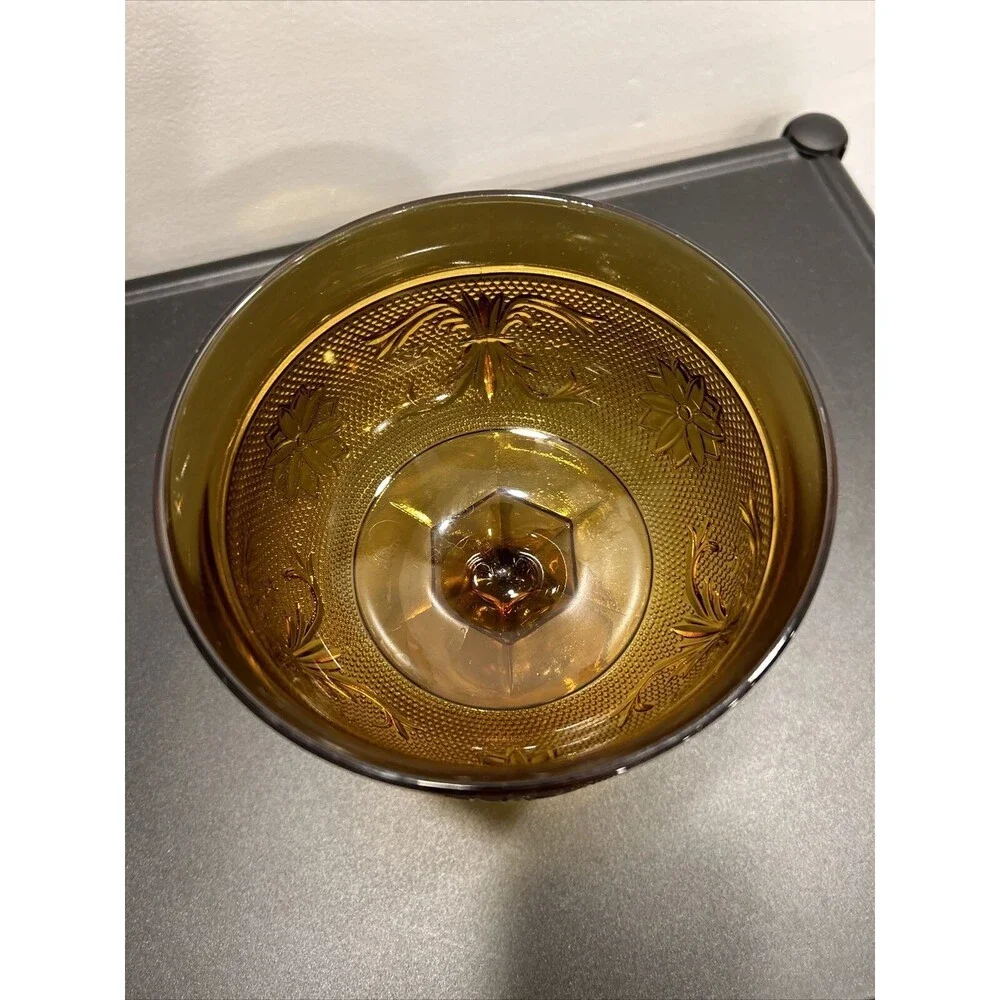 Tiara Sandwich Amber Collection Compote Pedestal Footed Candy Dish